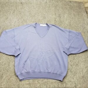 St Croix Sweater Mens Large Purple Sweatshirt Preppy Wool V Neck Adult 90s **